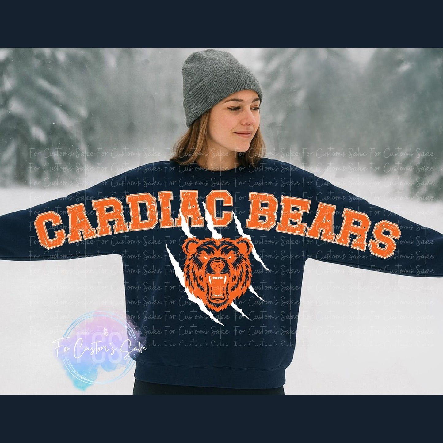 Cardiac Bears Sponge Fleece Sweatshirt (Navy)