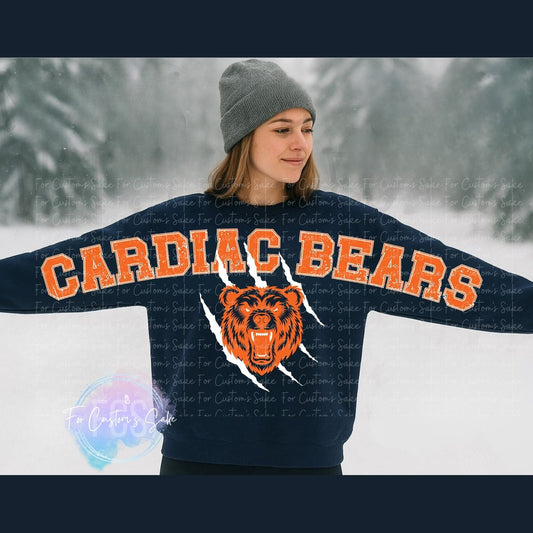 Cardiac Bears Sponge Fleece Sweatshirt (Navy)