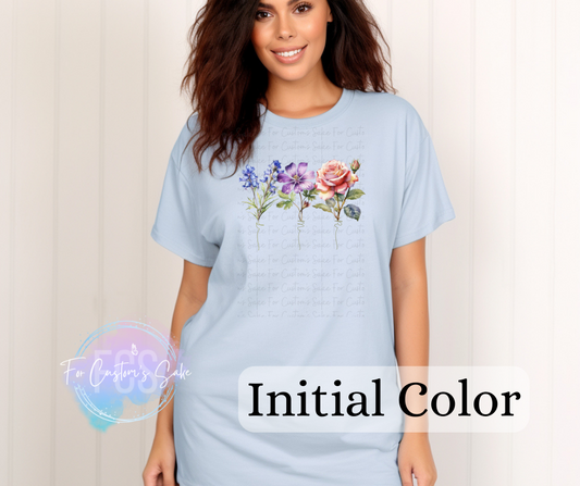 Birth Month Flower INITIAL(S) (Color)